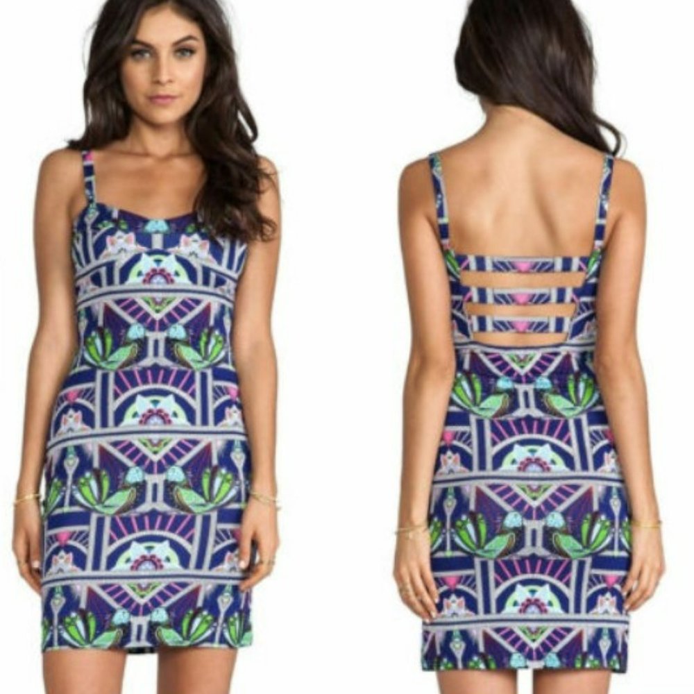 GUC Mara Hoffman Strip Back Mini Ananda Navy Dress Sz XS
